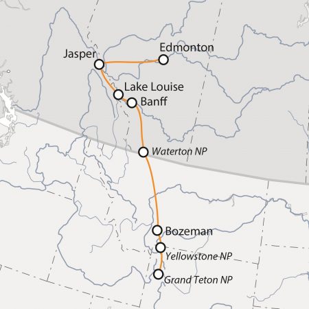 carte-Des Rocheuses aux geysers de Yellowstone